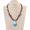 Romance Blue Stone Luminous Pendant Necklaces Polynesia Ocean Princess Moana Rope Chain Necklace Women Female Jewelry