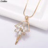 Romanic Blue Crystal Ballet Dance Girl Pendant Necklace Ballerina Classic Color Link Chain Pendant Necklaces Jewelry Girl Gifts
