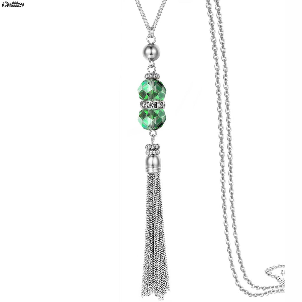 Romanic Blue Crystal Ballet Dance Girl Pendant Necklace Ballerina Classic Color Link Chain Pendant Necklaces Jewelry Girl Gifts