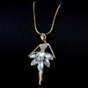 Romanic Blue Crystal Ballet Dance Girl Pendant Necklace Ballerina Classic Color Link Chain Pendant Necklaces Jewelry Girl Gifts