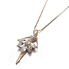Romanic Blue Crystal Ballet Dance Girl Pendant Necklace Ballerina Classic Color Link Chain Pendant Necklaces Jewelry Girl Gifts