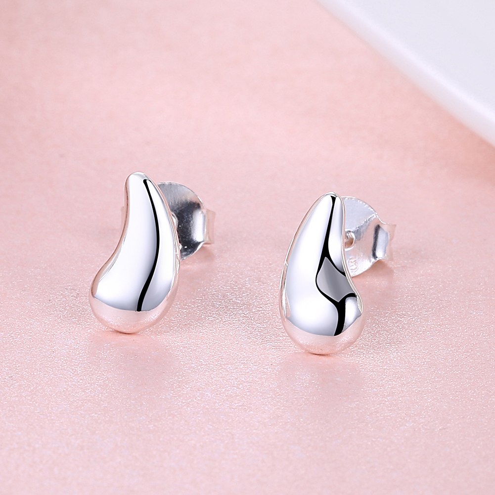 Romantic 925 Sterling Silver Petite WaterDrop 3 Colors Push-back Female Small Stud Earrings Fine Jewelry Christmas Gift