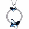 Romantic 925 Sterling Sliver Austria Crystal Charm Necklaces Glaring Circle Round Butterfly Design For Women Jewelry Gift zk40