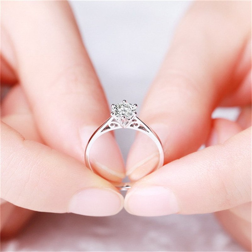 Romantic Bridal Wedding Rings For Women 925 Sterling Silver 0.3ct & 0.5ct Six Claw Engagement Ring Non Fading Bijoux Femme