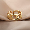 Romantic Cuban Chain Rings For Women Female Gold Plated Opening Stainless Steel Ring 2023 Trend Couple Wedding Jewerly anillos