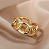 Romantic Cuban Chain Rings For Women Female Gold Plated Opening Stainless Steel Ring 2023 Trend Couple Wedding Jewerly anillos