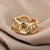 Romantic Cuban Chain Rings For Women Female Gold Plated Opening Stainless Steel Ring 2023 Trend Couple Wedding Jewerly anillos