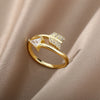 Romantic Cupid's Arrow Rings For Women Stainless Steel Open Adjustable Finger Ring Zircon Couple Wedding Jewelry anillos mujer