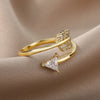 Romantic Cupid's Arrow Rings For Women Stainless Steel Open Adjustable Finger Ring Zircon Couple Wedding Jewelry anillos mujer