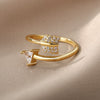 Romantic Cupid's Arrow Rings For Women Stainless Steel Open Adjustable Finger Ring Zircon Couple Wedding Jewelry anillos mujer