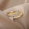 Romantic Cupid's Arrow Rings For Women Stainless Steel Open Adjustable Finger Ring Zircon Couple Wedding Jewelry anillos mujer