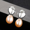 Romantic Exquisite Love Heart Stud Earrings for Women 925 Sterling silver Natural Pearl Wedding Jewelry Gift