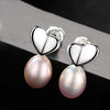 Romantic Exquisite Love Heart Stud Earrings for Women 925 Sterling silver Natural Pearl Wedding Jewelry Gift