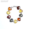Romantic Heart Shaped Bracelet Amber bees wax original natural jewelry accessories for women bracelet 925 sterling silver brace