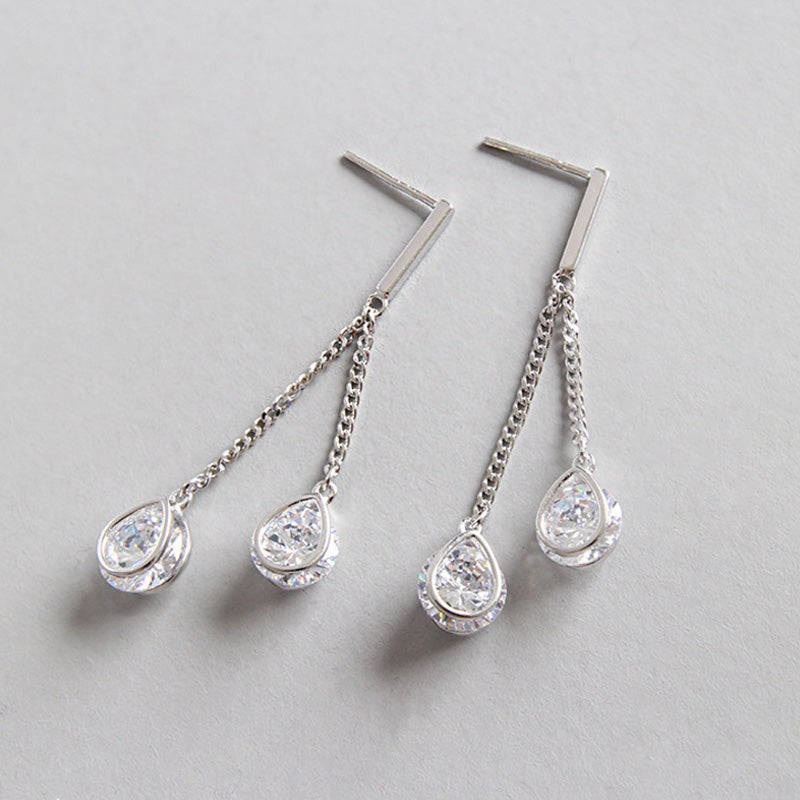 Romantic Long Drop Dangle 925 Sterling Silver Earrings for Women Zircon Water Drop Earrings Party Wedding Jewelry Gifts