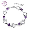 Romantic Love Heart Bracelets For Women 925 Sterling Silver Jewelry Natural Purple Amethyst Wedding Engagement Party Gift