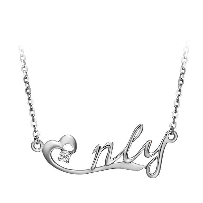 Romantic Pendant Necklace Silver 925 Letter Style with Cz Rose Gold Chains Luxury Necklace For Women HN009