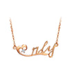 Romantic Pendant Necklace Silver 925 Letter Style with Cz Rose Gold Chains Luxury Necklace For Women HN009