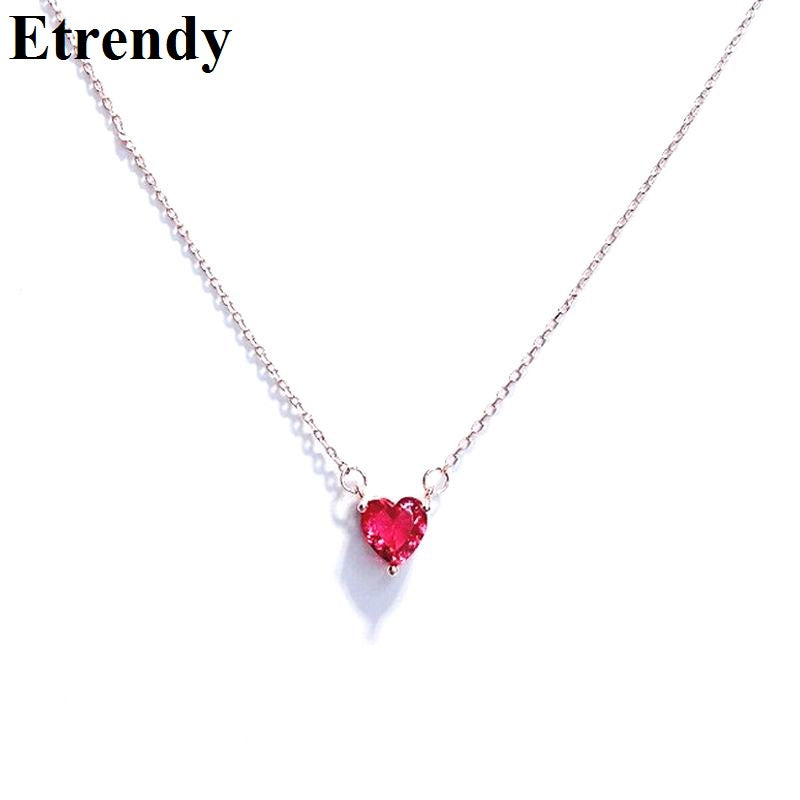 Romantic Red Love Heart Necklace Women Fine Zircon Short Necklaces & Pendants 2020 Fashion Jewelry Party Wedding Cute Gift Bijou