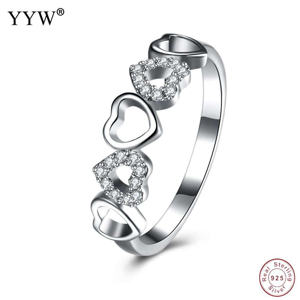Romantic Ring For Women Authentic 925 100% Solid Sterling Silver Forever Love Heart Finger Ring Fine Jewelry