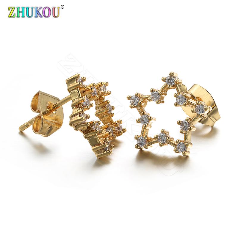 Romantic Simplicity Five-pointed Star Stud Earrings with Natural Pearl Fashion Jewelry Earring Piercing, Model: VE36