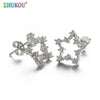 Romantic Simplicity Five-pointed Star Stud Earrings with Natural Pearl Fashion Jewelry Earring Piercing, Model: VE36