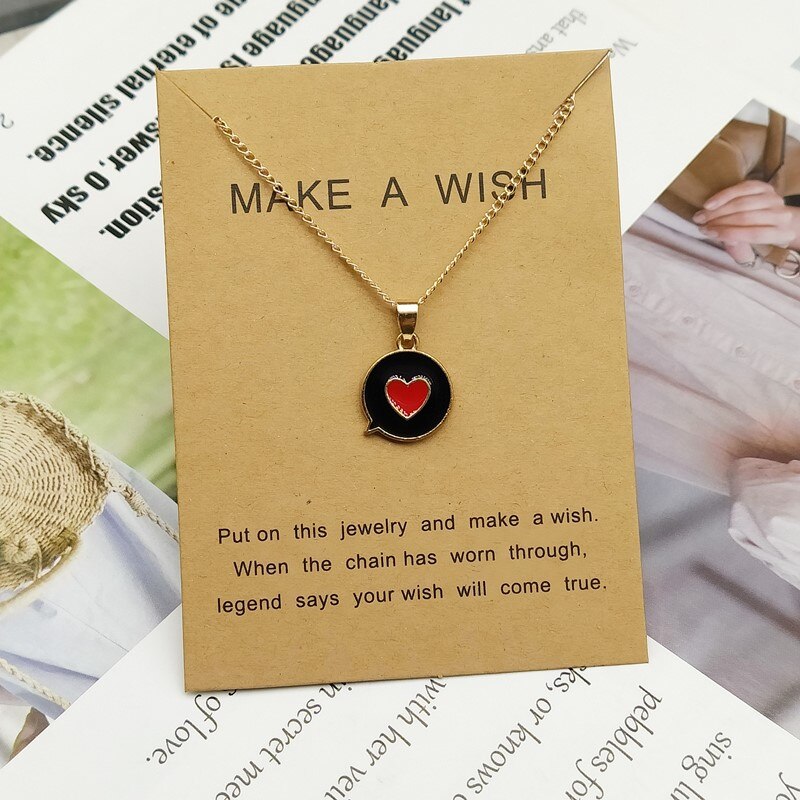 Romantic Sweet Cute Colorful Heart Shape Pendant Link Chain Necklaces for Women Girls Wedding Engagement Accessories Jewelry