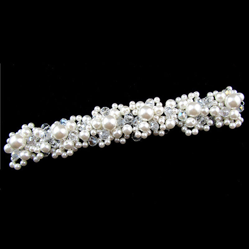 Romantic Wedding Hair Accessories For Bride Crystal Pearl Flowers Headbands Fashion Women Tiaras Hair Crown Trendy Hair Jewelry