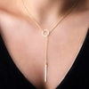 Romantic Women Accessories Plated Metal Chain Bar Circle Lariat Necklace Long Strip Pendant Necklaces Jewelry
