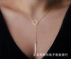 Romantic Women Accessories Plated Metal Chain Bar Circle Lariat Necklace Long Strip Pendant Necklaces Jewelry