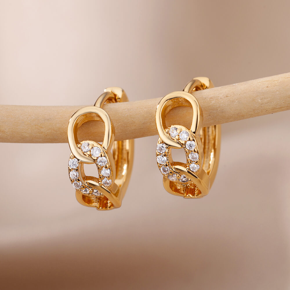 Romantic Zircon Hoop Earrings For Women Stainless Steel Gold Color Earrings 2023 Trend Korean Jewerly pendientes mujer