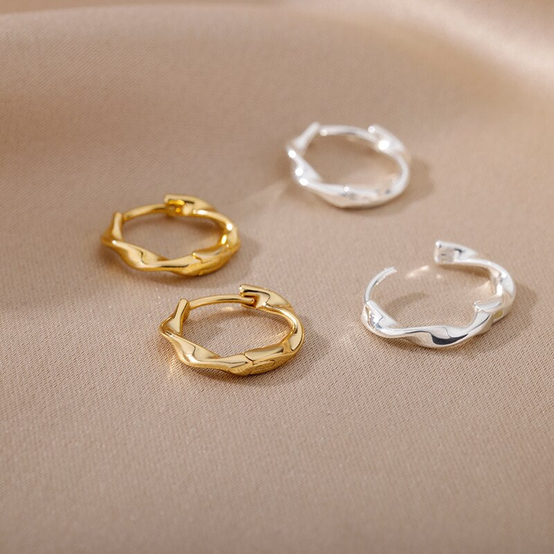 Romantic Zircon Hoop Earrings For Women Stainless Steel Gold Color Earrings 2023 Trend Korean Jewerly pendientes mujer