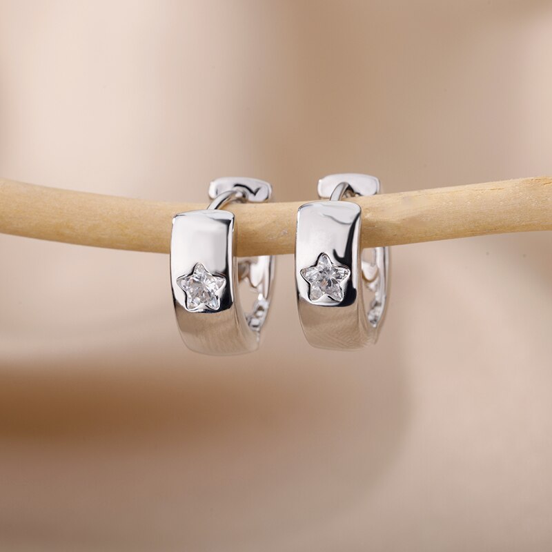 Romantic Zircon Hoop Earrings For Women Stainless Steel Gold Color Earrings 2023 Trend Korean Jewerly pendientes mujer
