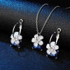Romantic fine bride Sets blue crystal colorful white flower necklace big Ear ring earrings Jewelry Set for women Wedding Bijoux