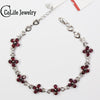 Romantic flower bracelet 32 pcs natural wine red garnet silver bracelet solid 925 silver gemstone bracelet brithd gift