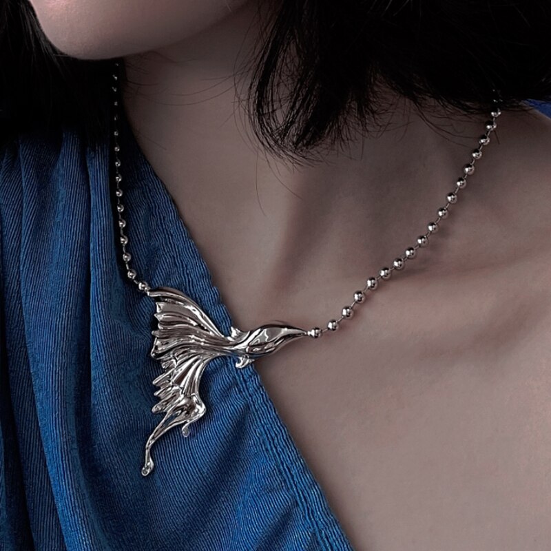 Romantic flying fish wave beads chain clavicle necklace gold-plated personality design simple necklace for women gift