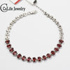 Romantic garnet silver bracelet 15 pcs 3 mm * 5 mm natural wine red garnet bracelet solid 925 sterling silver gemstone bracelet