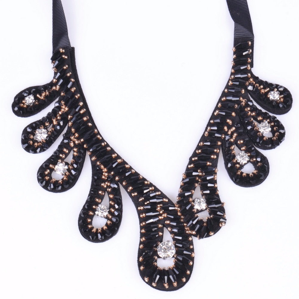Romantic style handmade crystal  choker  collar necklace  & Elegant lady dress collocation collier jewelry