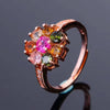 Romantic tourmaline silver ring for girl 3mm natural mutlicolor tourmaline ring solid 925 silver flower gemstone ring