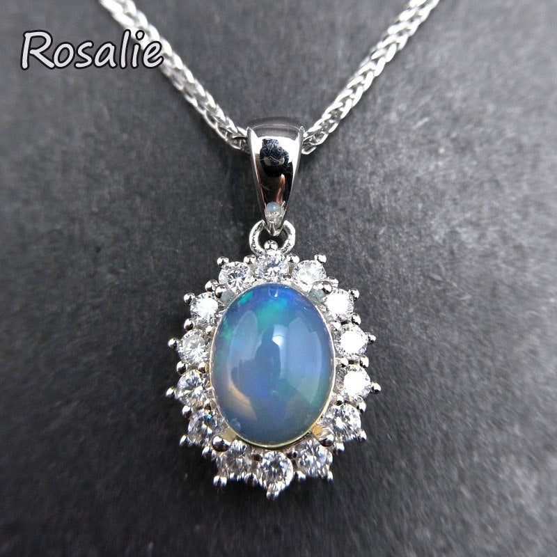 Rosalie,100% Natural Ethiopian Opal gemstone pendant necklace fine jewelry classic dianna design for women with jewelry box