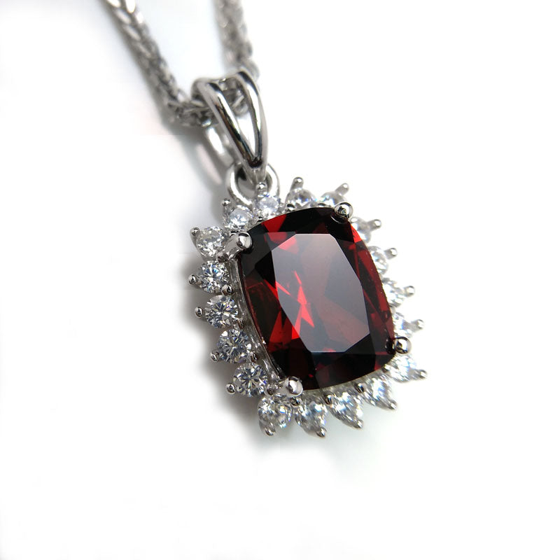 Rosalie,100%Natural Mozambique red garnet good quality gemstone pendant necklace with chain for women fine jewelry nice fashion