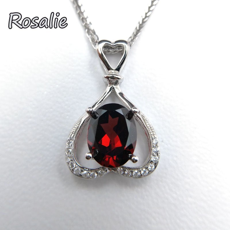 Rosalie,100% natural Mozambique Red Garnet oval cut7*9mm 2.2ct real gemstone pendant necklace for girls office daily wear gift