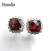 Rosalie,100% natural red mozambique garnet cushion 7mm checkerboard cutting gemstone earring 925 silver fine jewelry for girls