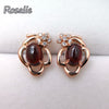 Rosalie,100% natural red mozambique garnet gemstone stud earring 925 sterling silver rose gold fine jewelry for girls nice gift