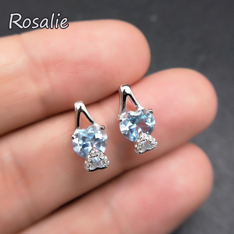 Rosalie,100% natural sky blue topaz gemstone earring in 925 sterling silver fine jewelry for girls as best birthd party gift