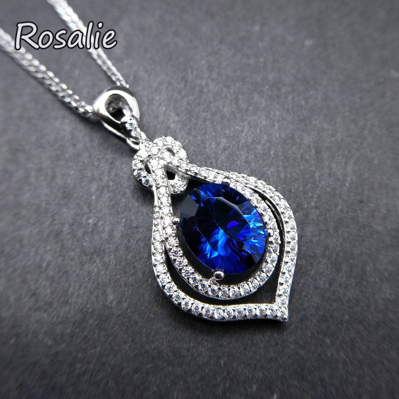 Rosalie,2020 new pendant necklace natural 3ct blue topaz fine jewelry 925 sterling silver for women anniversary birthd gift