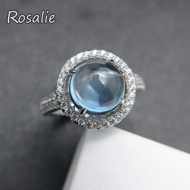 Rosalie,2ct natural Brazil blue topaz gemstone women ring solid silver fine jewelry for girls dairy wear classic design rings
