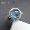 Rosalie,2ct natural Brazil blue topaz gemstone women ring solid silver fine jewelry for girls dairy wear classic design rings