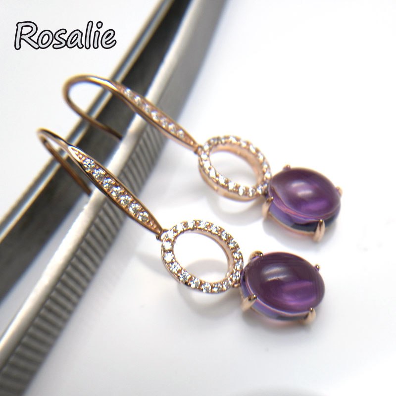 Rosalie,925 Sterling Silver natural Gemstone 5.5ct light color amethyst Earrings Wedding Dangle Earring hook with For Women