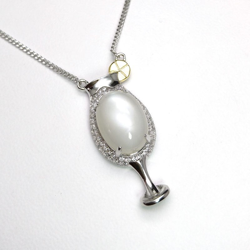 Rosalie,925 sterling silver cup design natural white moonstone pendant necklace for girls women birthd party nice gift